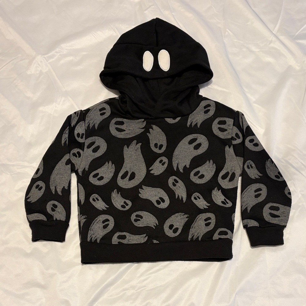 Wonder Nation Ghost Print Hoodie - Black and Gray